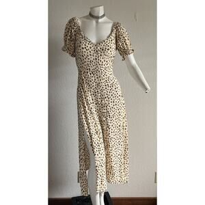 KIVARI Valentina Button Front Midi Dress Leopard Small Excellent0